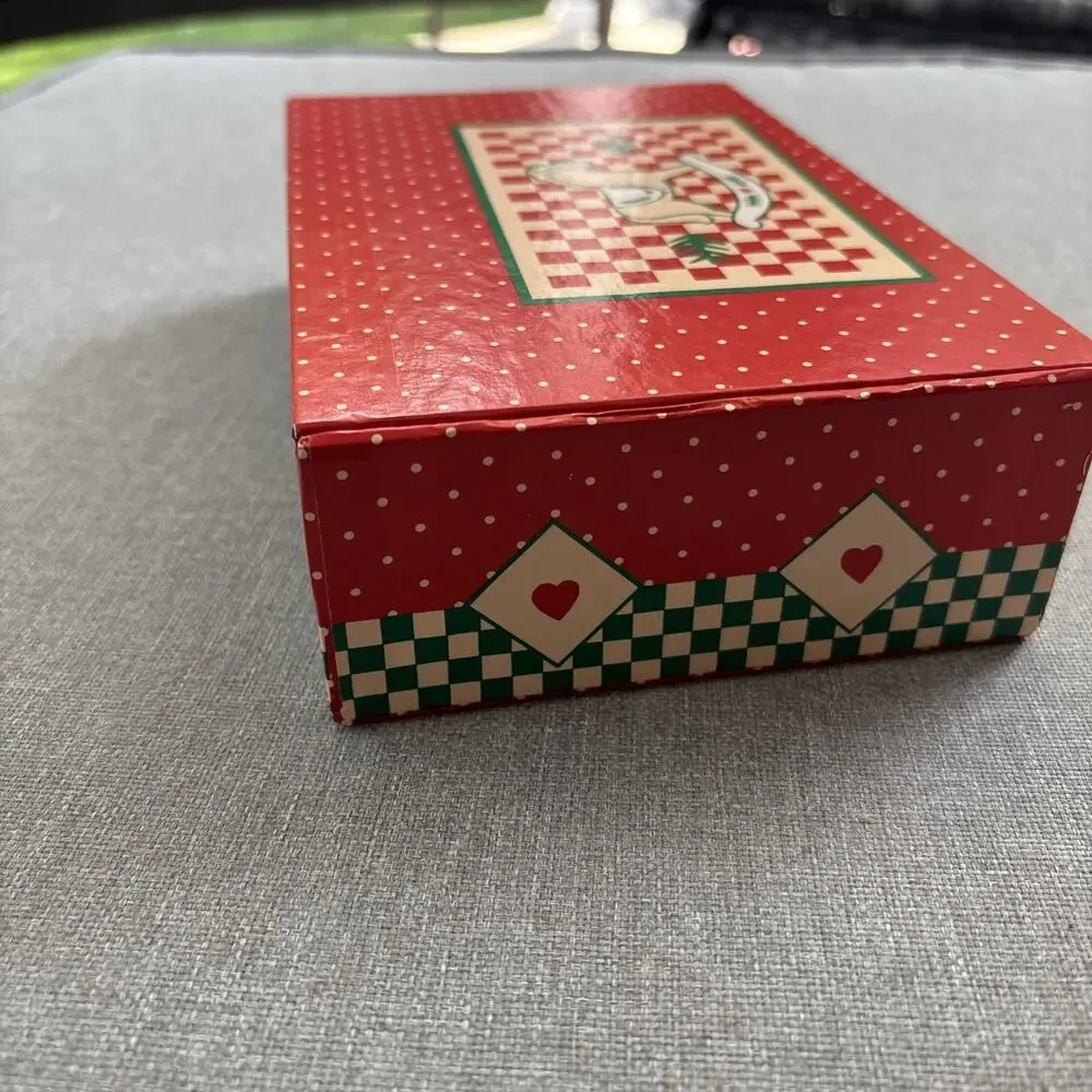 Vtg General Box Co School Pencil Pen Box Rocking Horse Red Green Theme Vintage
